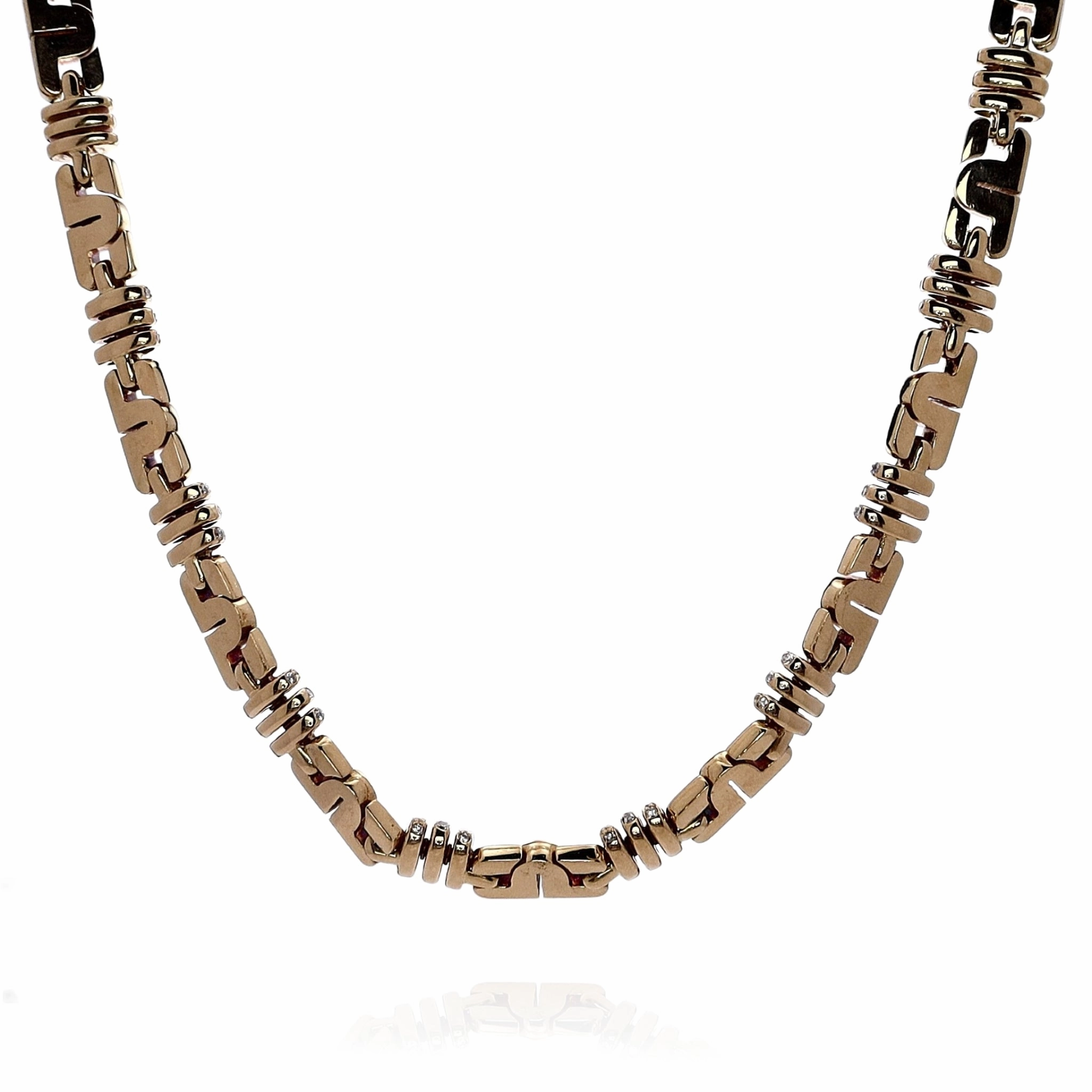 Estate Bvlgari Solid 18k Yellow Gold 16" Diamond Station Necklace