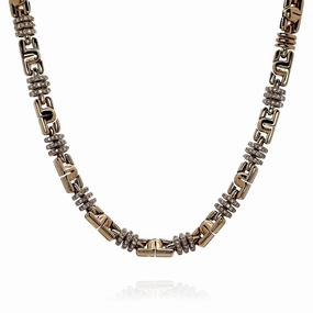 Estate Bvlgari Solid 18k Yellow Gold 16" Diamond Station Necklace