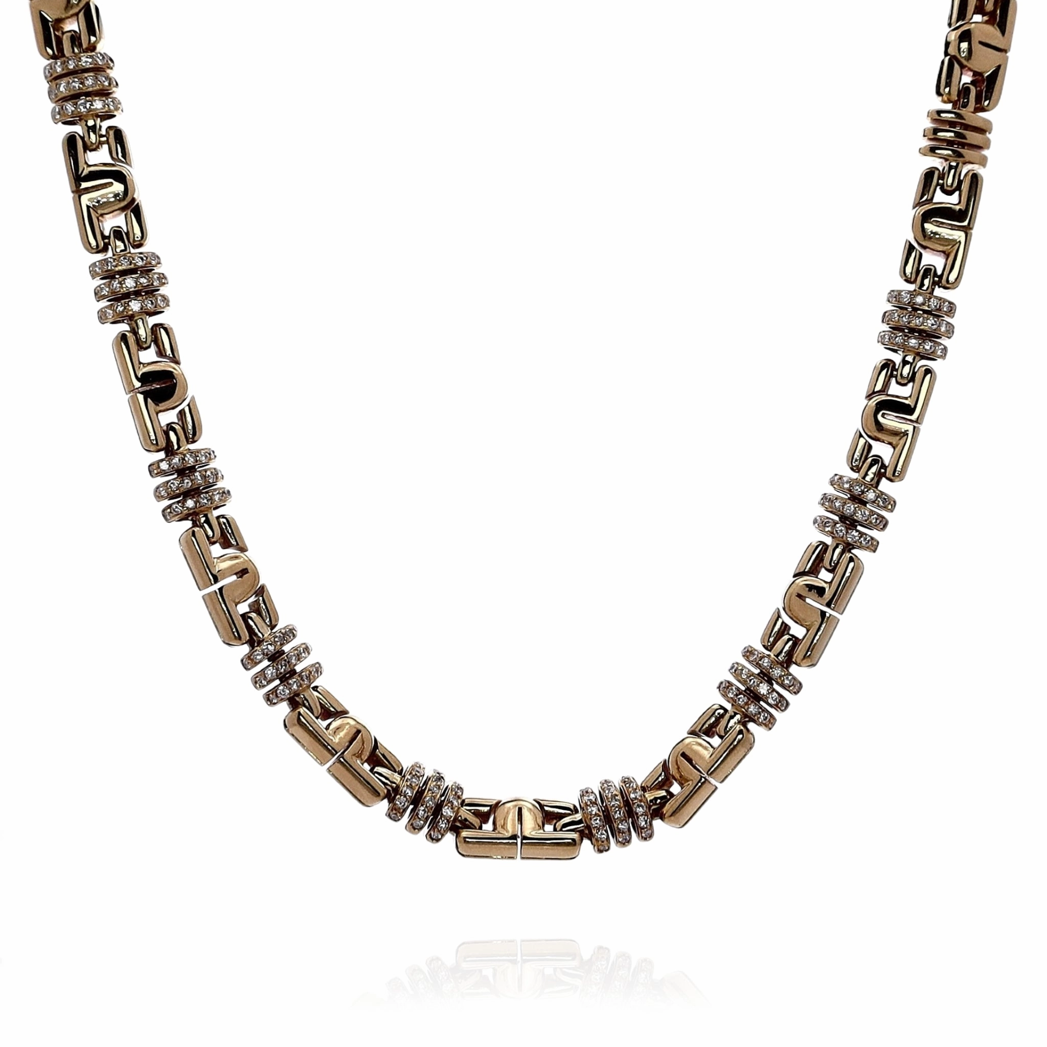 Estate Bvlgari Solid 18k Yellow Gold 16" Diamond Station Necklace