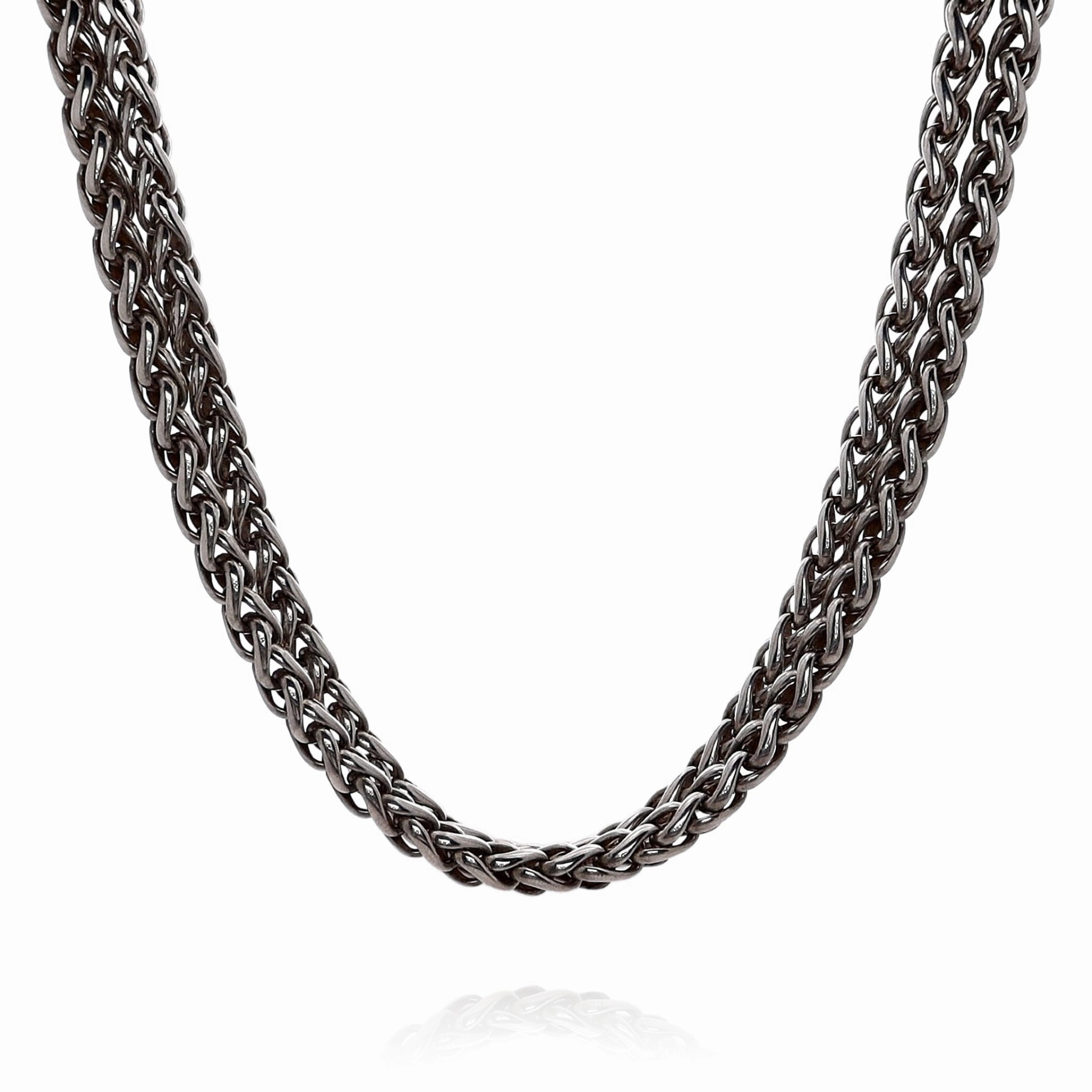 Estate David Yurman Sterling Silver 16" Double Wheat Link Chain Necklace