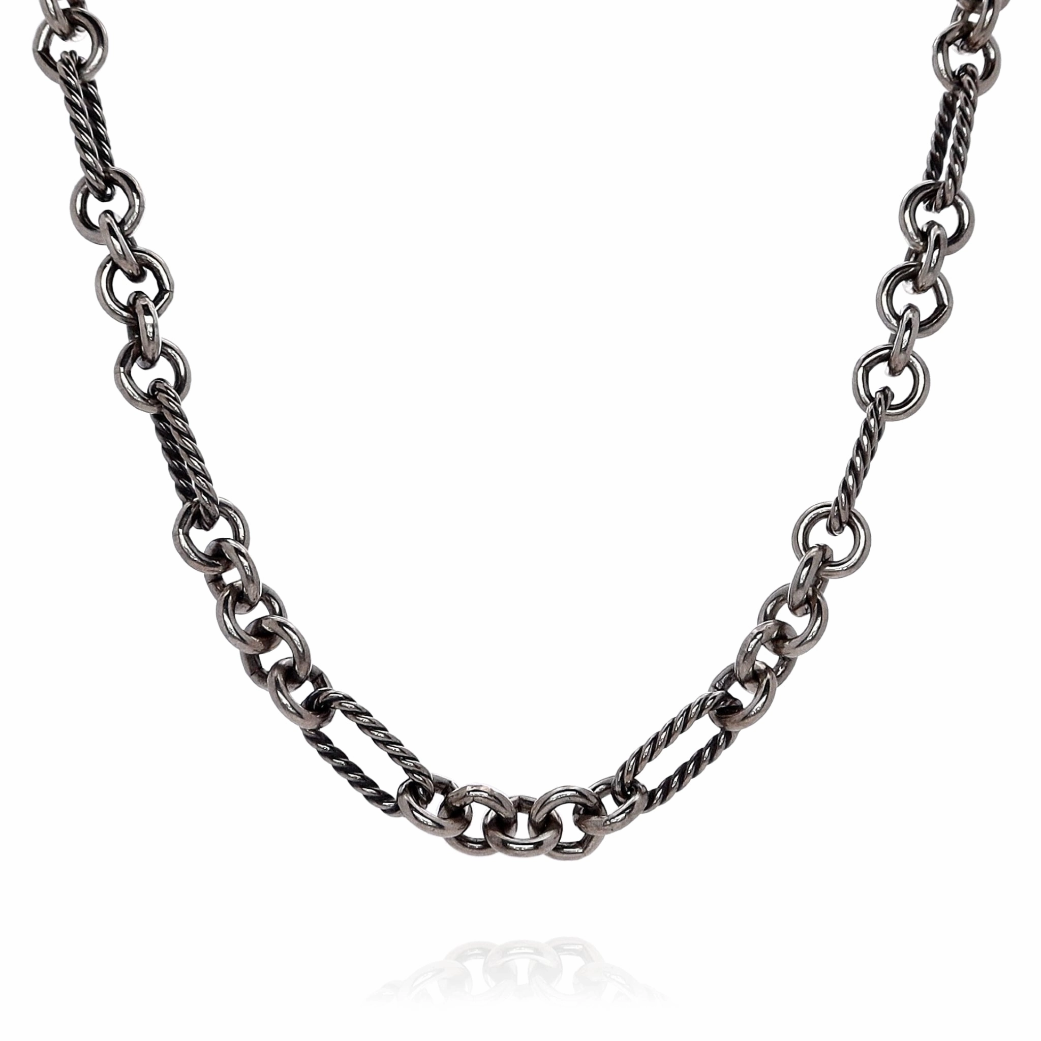 Estate David Yurman Sterling Silver 16" Lexington Figaro Link Design Chain Necklace