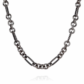 Estate David Yurman Sterling Silver 16" Lexington Figaro Link Design Chain Necklace