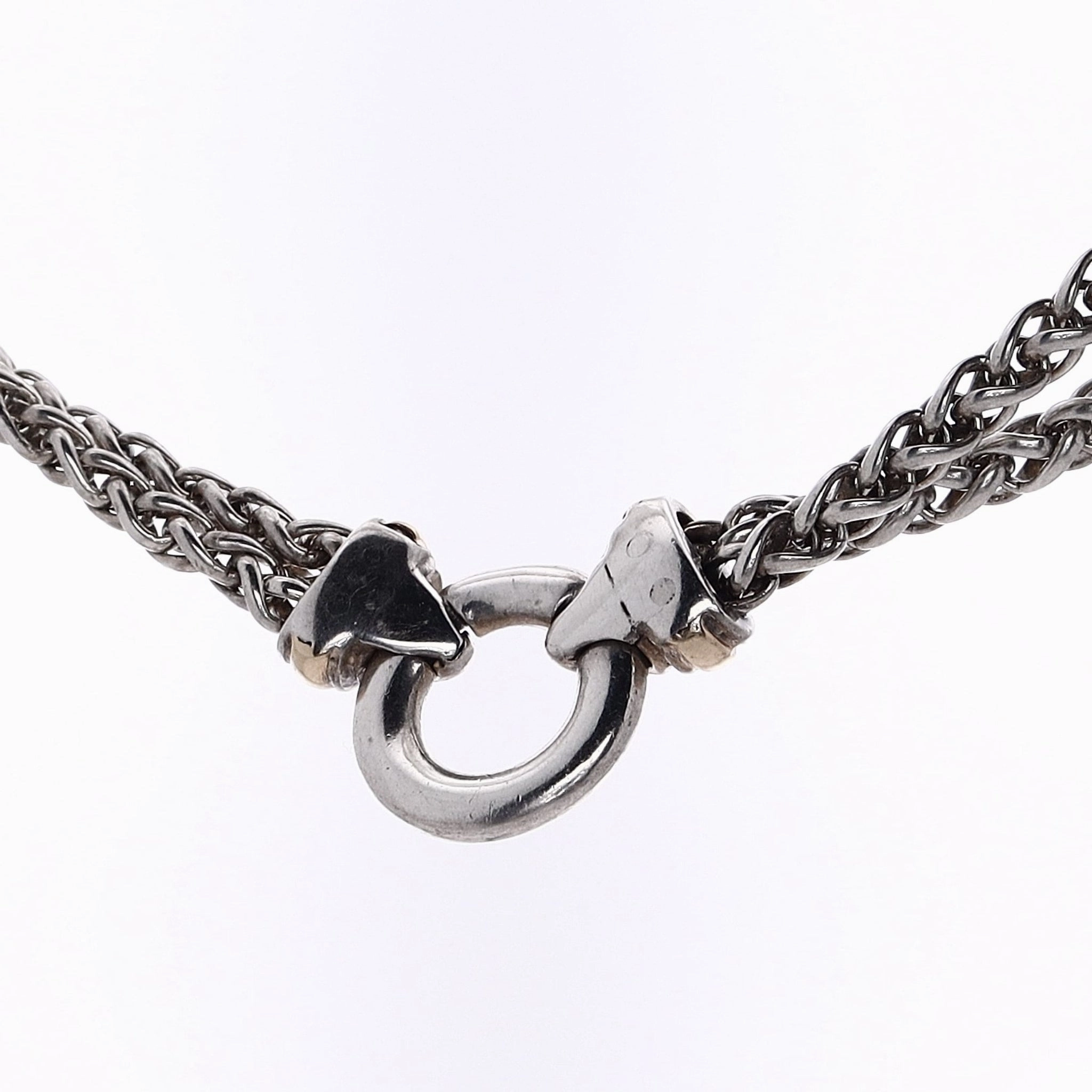 Estate David Yurman Sterling Silver and 18 Karat Yellow Gold Double Wheat Chain Necklace