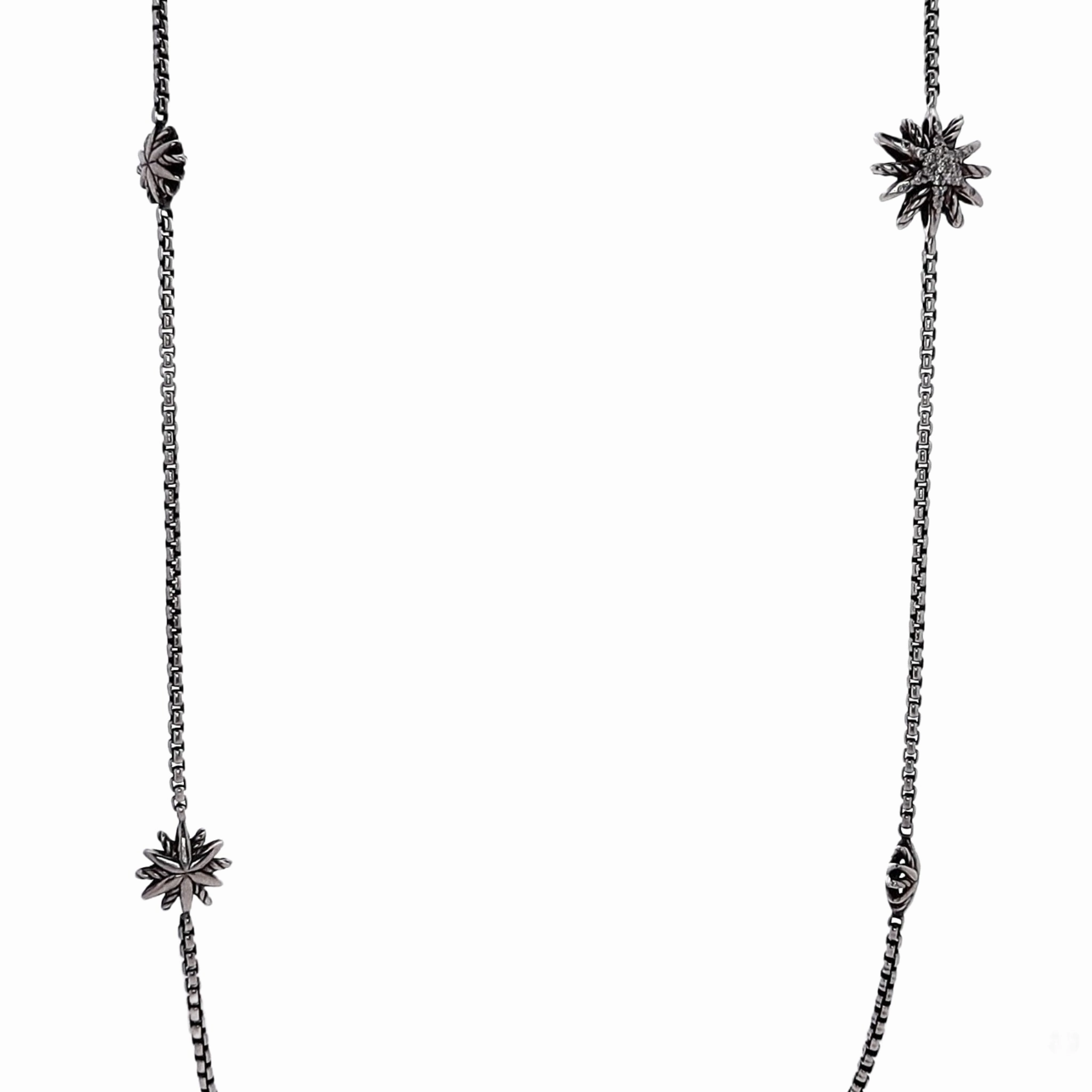 Estate David Yurman Sterling Silver Starburst Design Station Chain Necklace