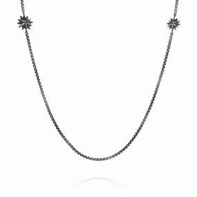 Estate David Yurman Sterling Silver Starburst Design Station Chain Necklace