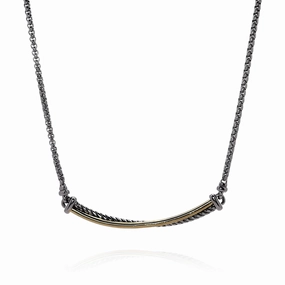 Estate David Yurman Two-Tone 18-20" Crossover Cable Bar Necklace