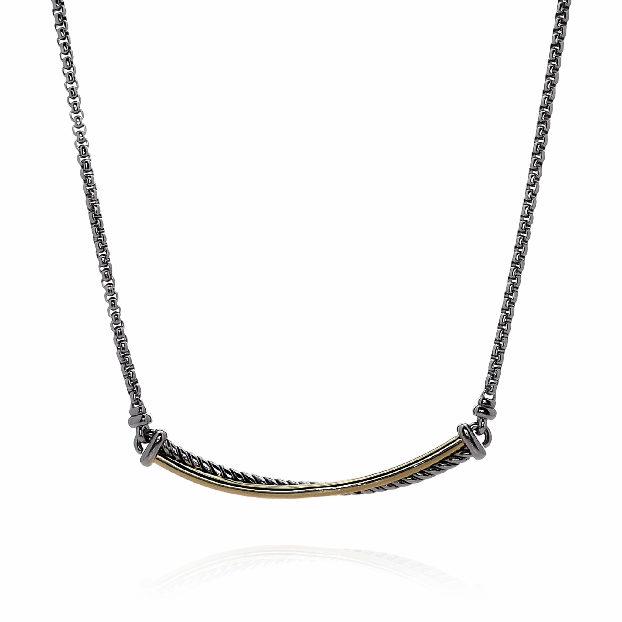 Estate David Yurman Two-Tone 18-20" Crossover Cable Bar Necklace