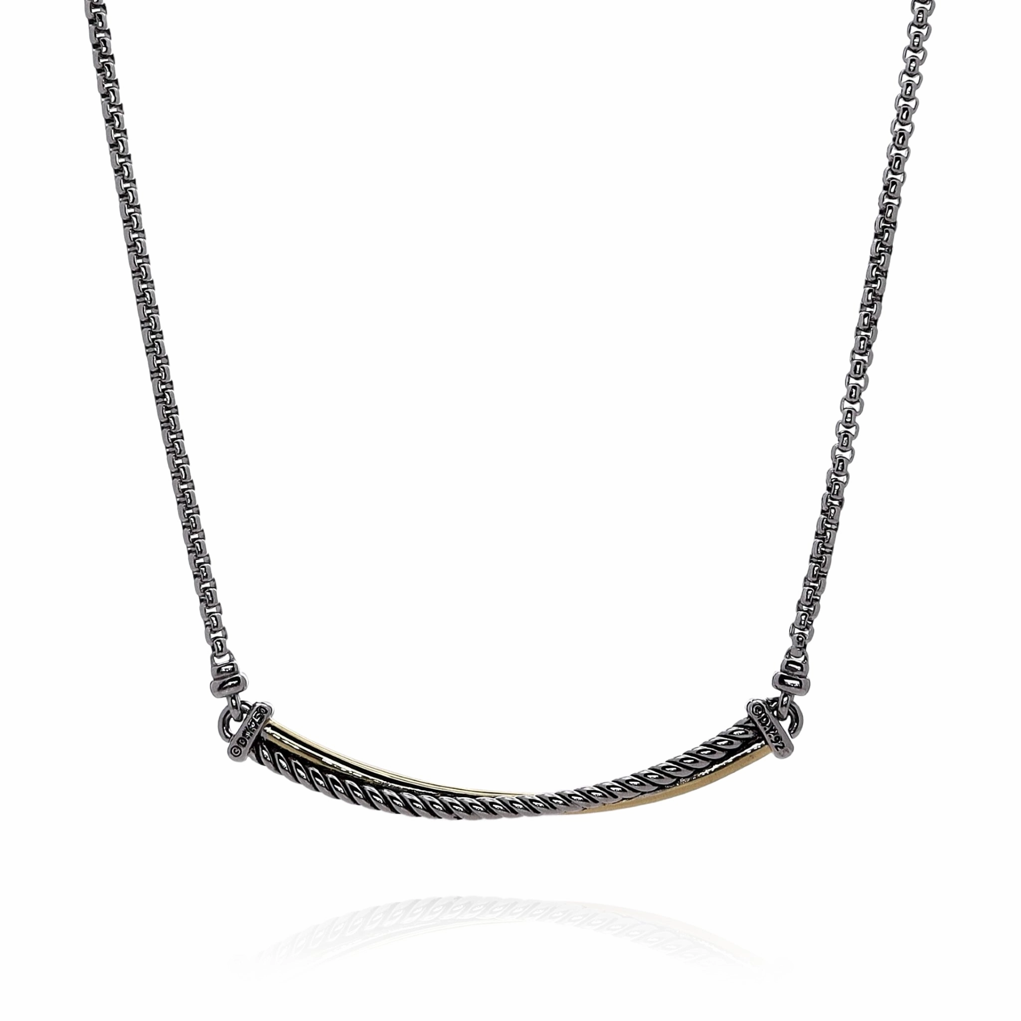 Estate David Yurman Two-Tone 18-20" Crossover Cable Bar Necklace