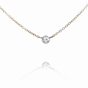 Estate Platinum and 18 Karat Yellow Gold Diamond Pendant Necklace