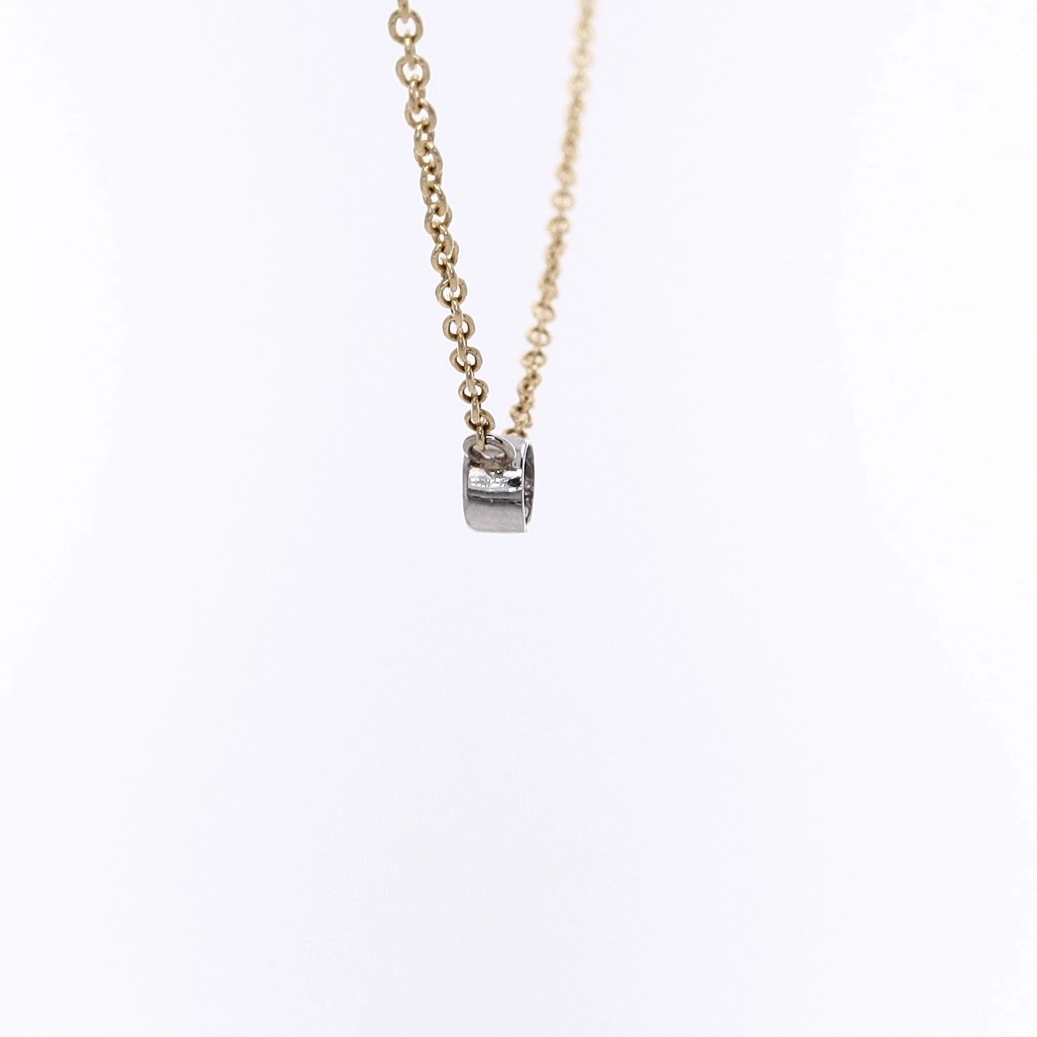 Estate Platinum and 18 Karat Yellow Gold Diamond Pendant Necklace