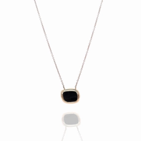Estate Roberto Coin 18k Rose Gold Black Onyx Bezel Set Tablet Pendant Necklace