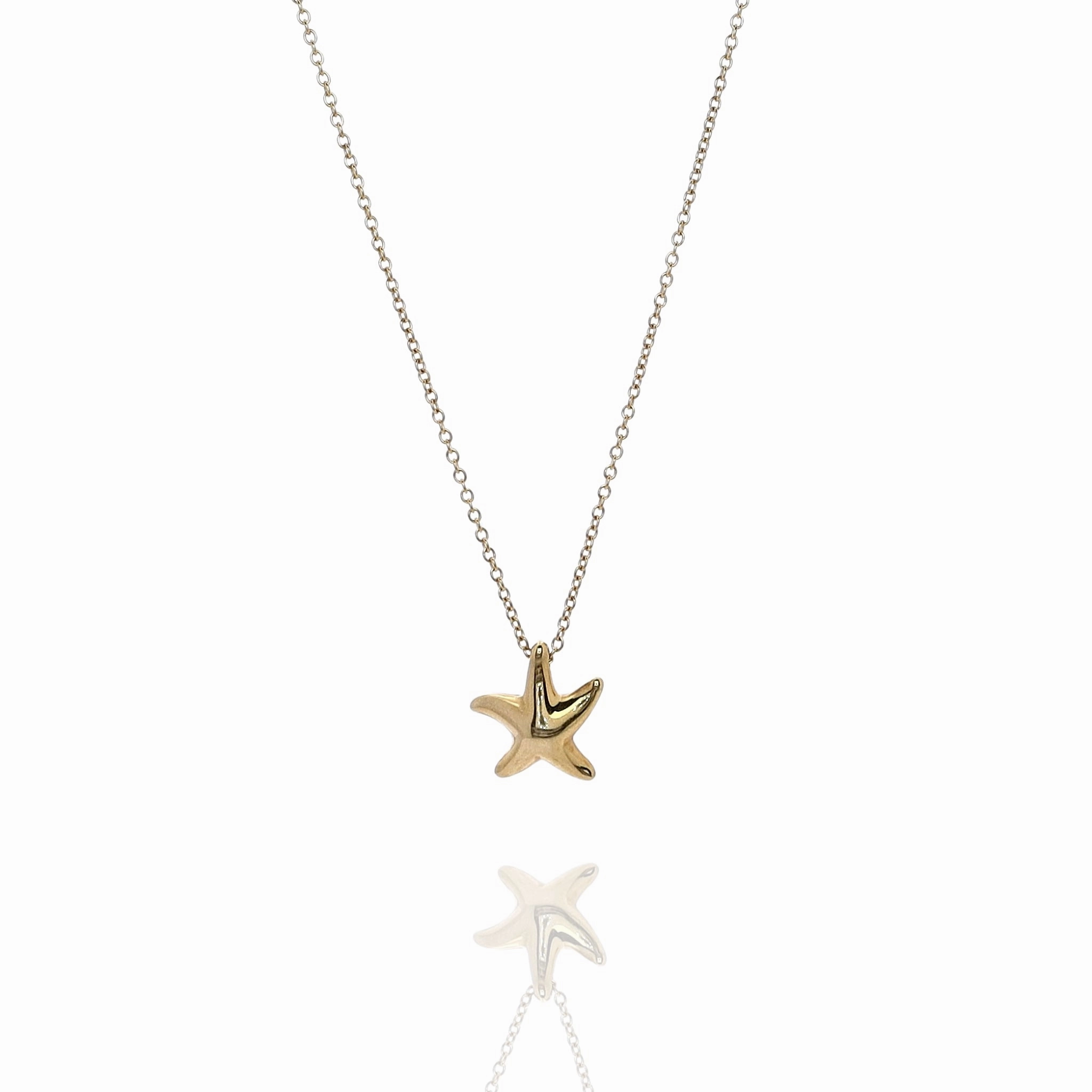 Estate Tiffany & Co Elsa Peretti Collection 18k Yellow Gold Starfish Pendant Necklace
