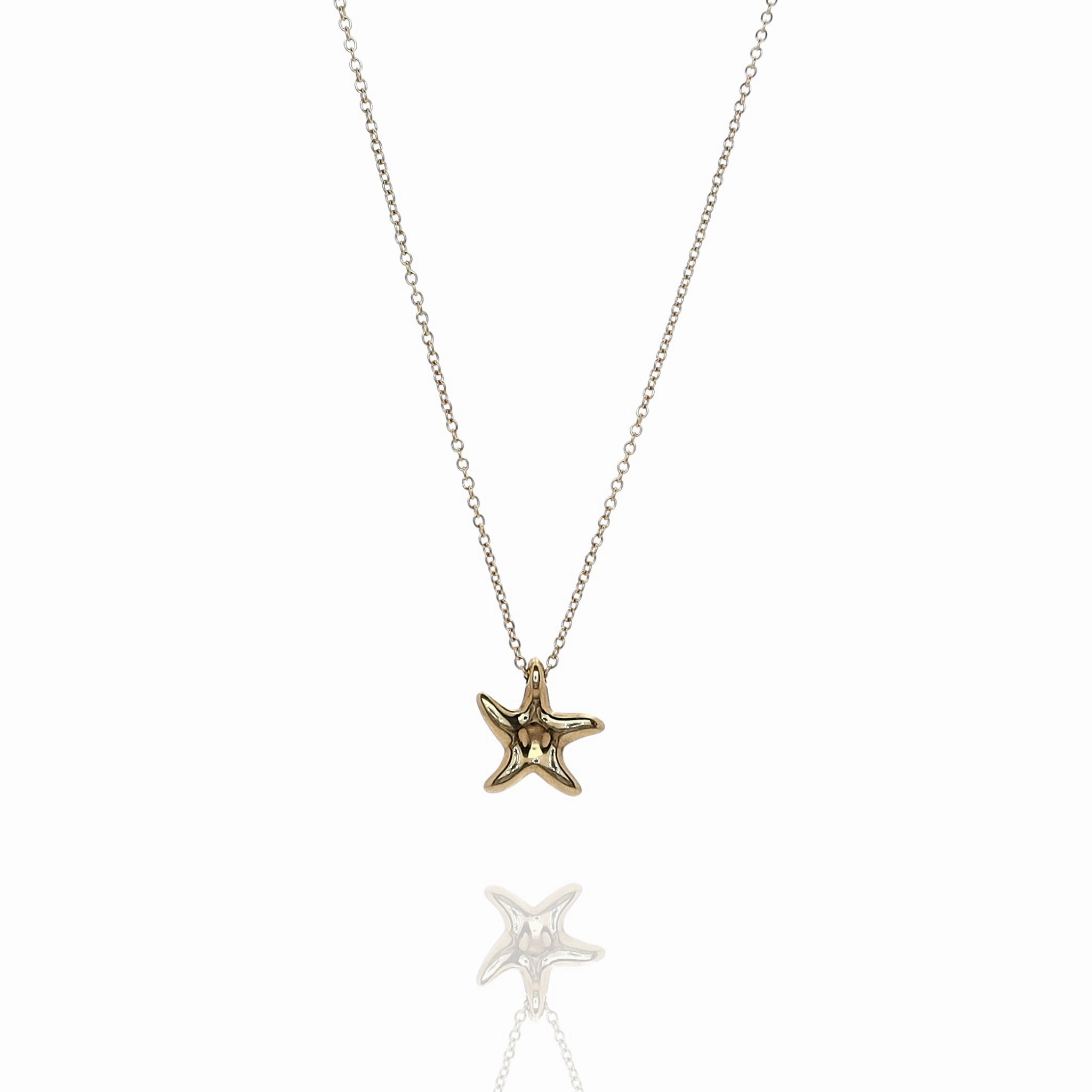 Estate Tiffany & Co Elsa Peretti Collection 18k Yellow Gold Starfish Pendant Necklace