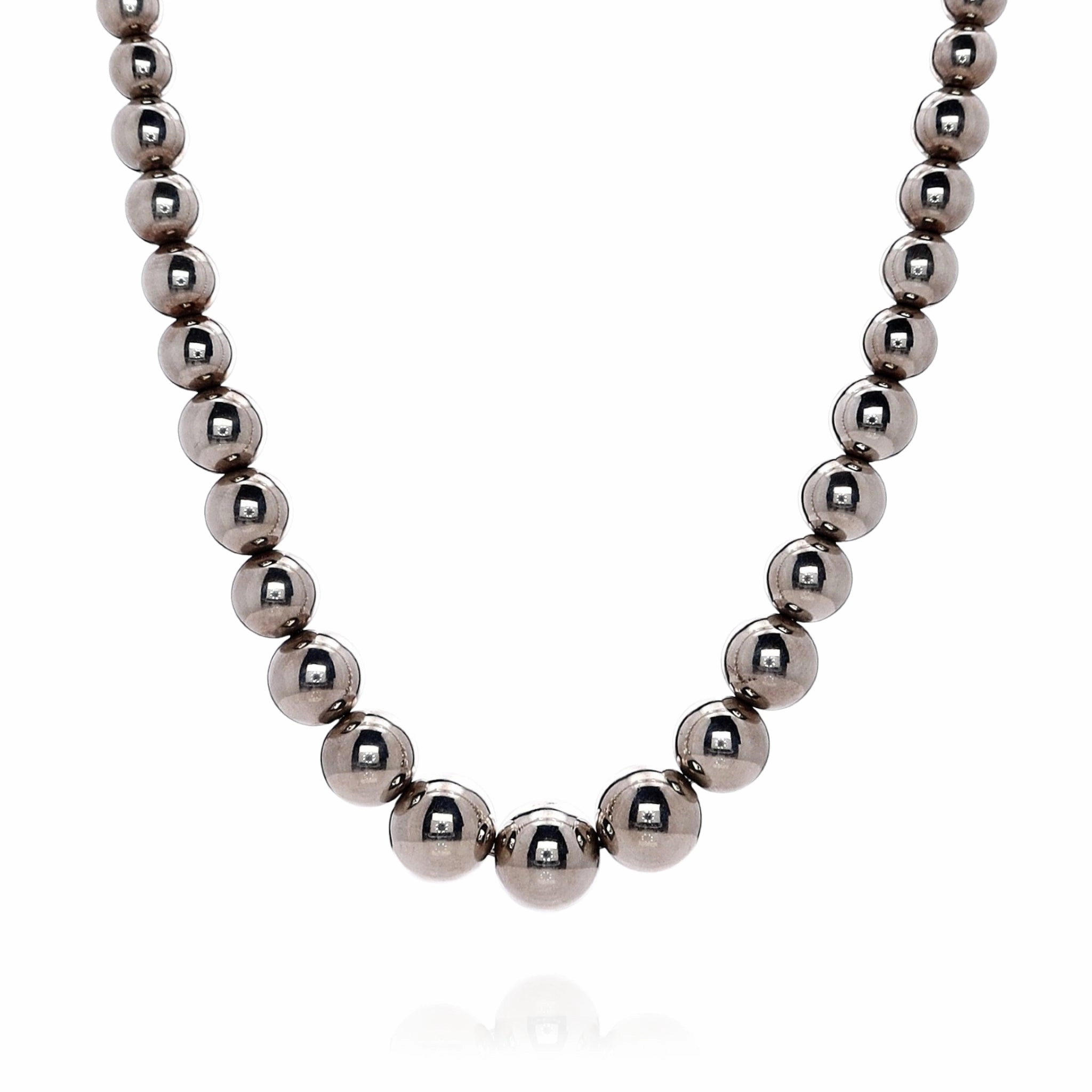 Estate Tiffany & Co Sterling Silver 16" Graduated Polished Bead Necklace