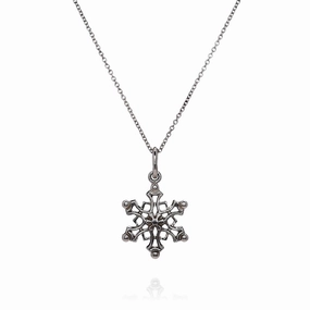 Estate Tiffany & Co Sterling Silver 18" Snowflake Charm Pendant Necklace
