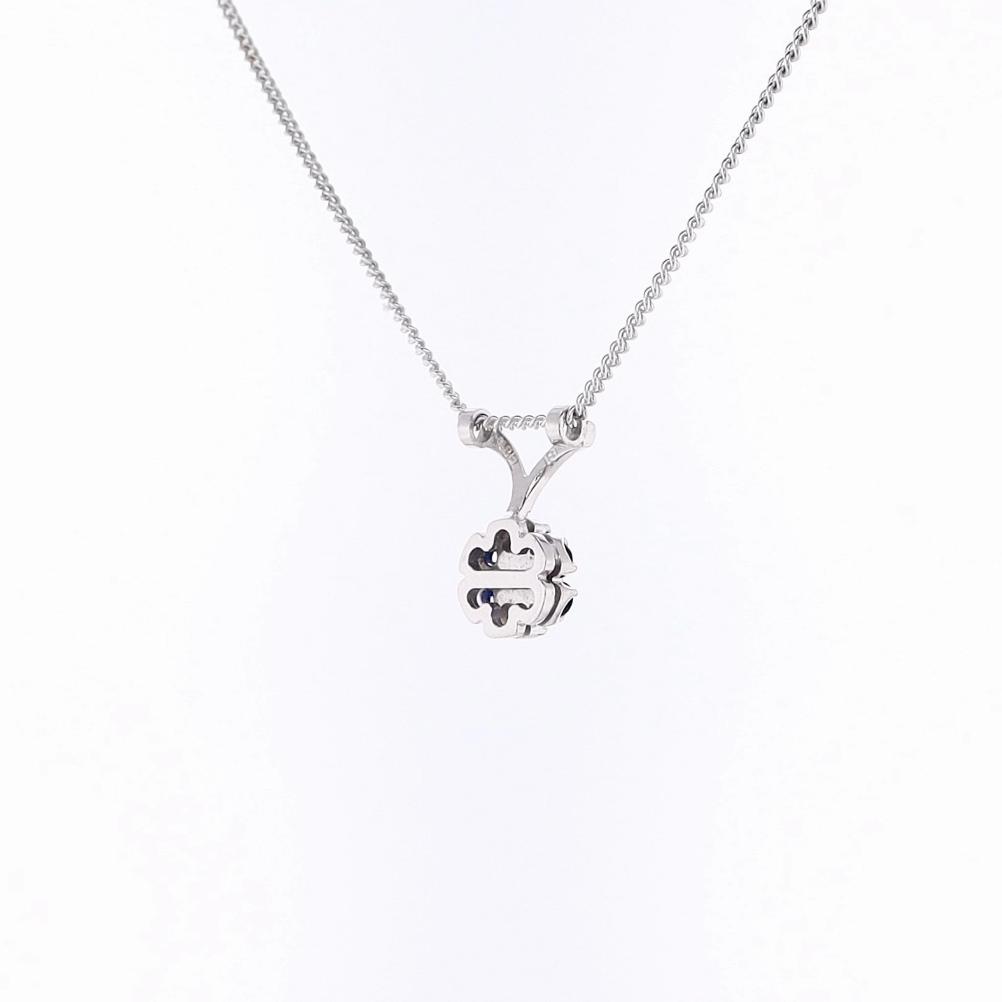 Estate White Gold Flower Motif Diamond and Sapphire Pendant Necklace