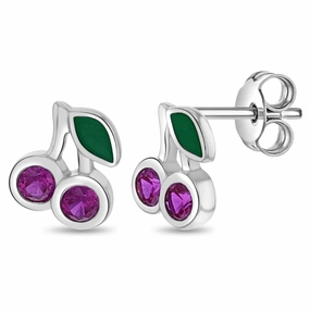 Glittering Cherries Girls Earrings