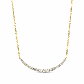Jack Kelege 18k Curved Diamond Bar Necklace