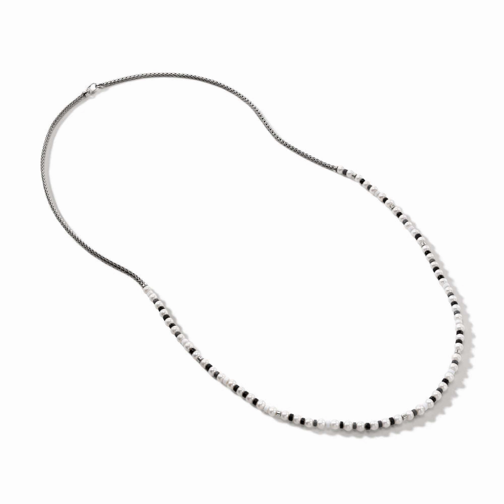 John Hardy Colorblock Pearl Necklace with Black Onyx