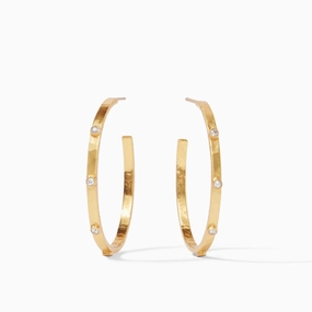 Julie Vos Crescent Stone Hoop in Cubic Zirconia