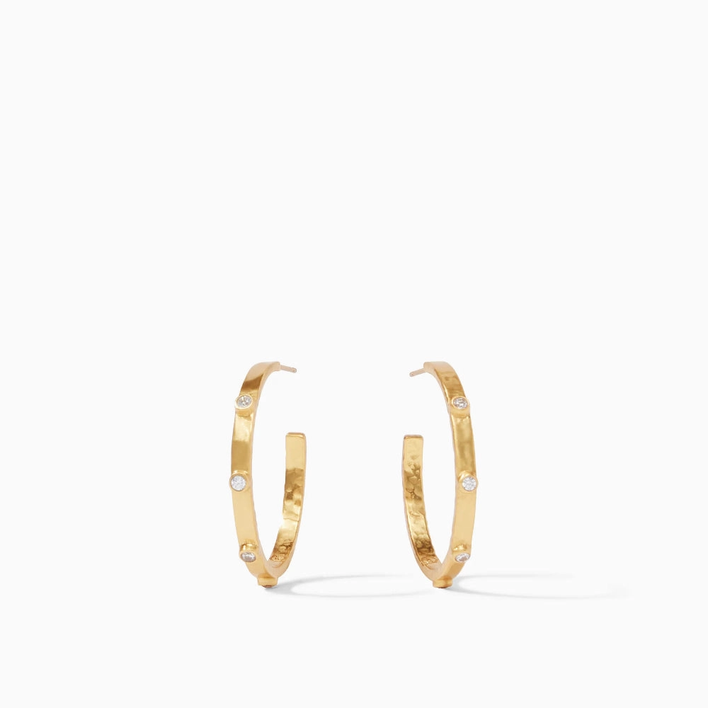 Julie Vos Crescent Stone Hoop in Cubic Zirconia