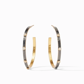 Julie Vos Crescent Stone Hoop in Mixed Metal
