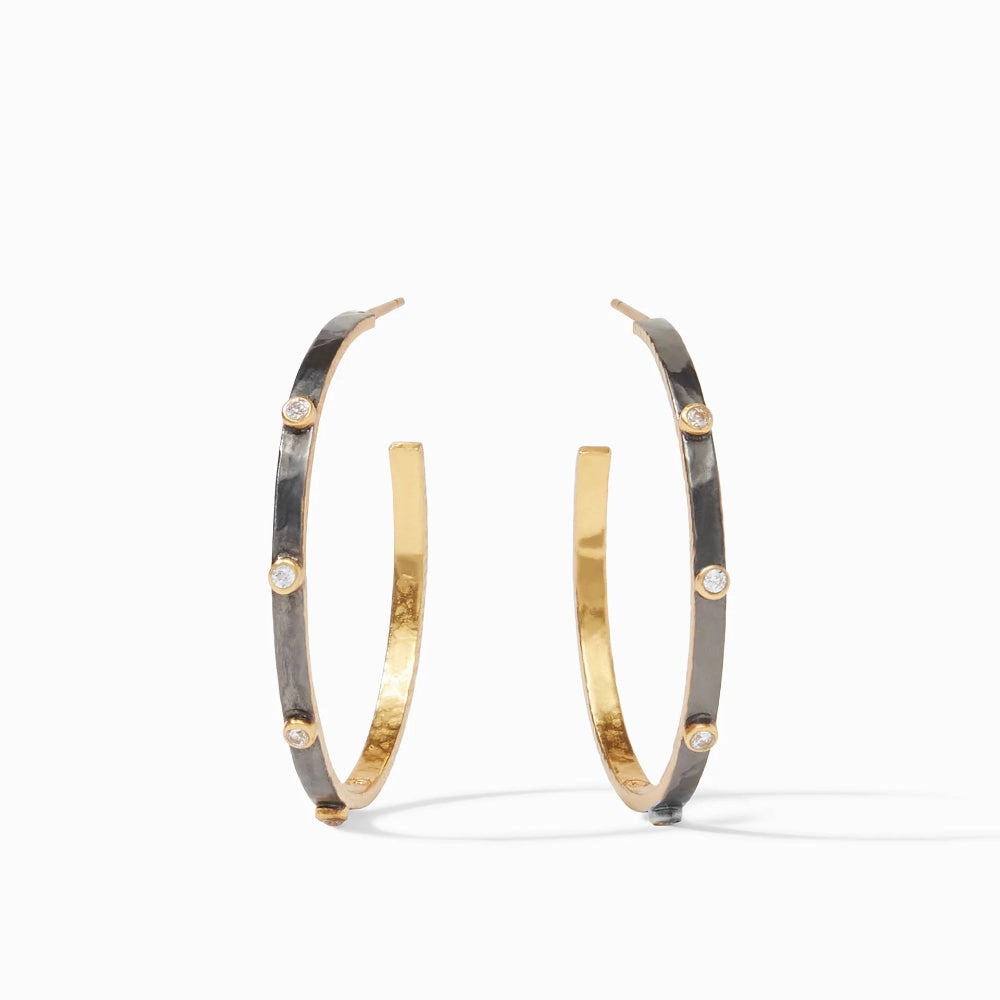 Julie Vos Crescent Stone Hoop in Mixed Metal