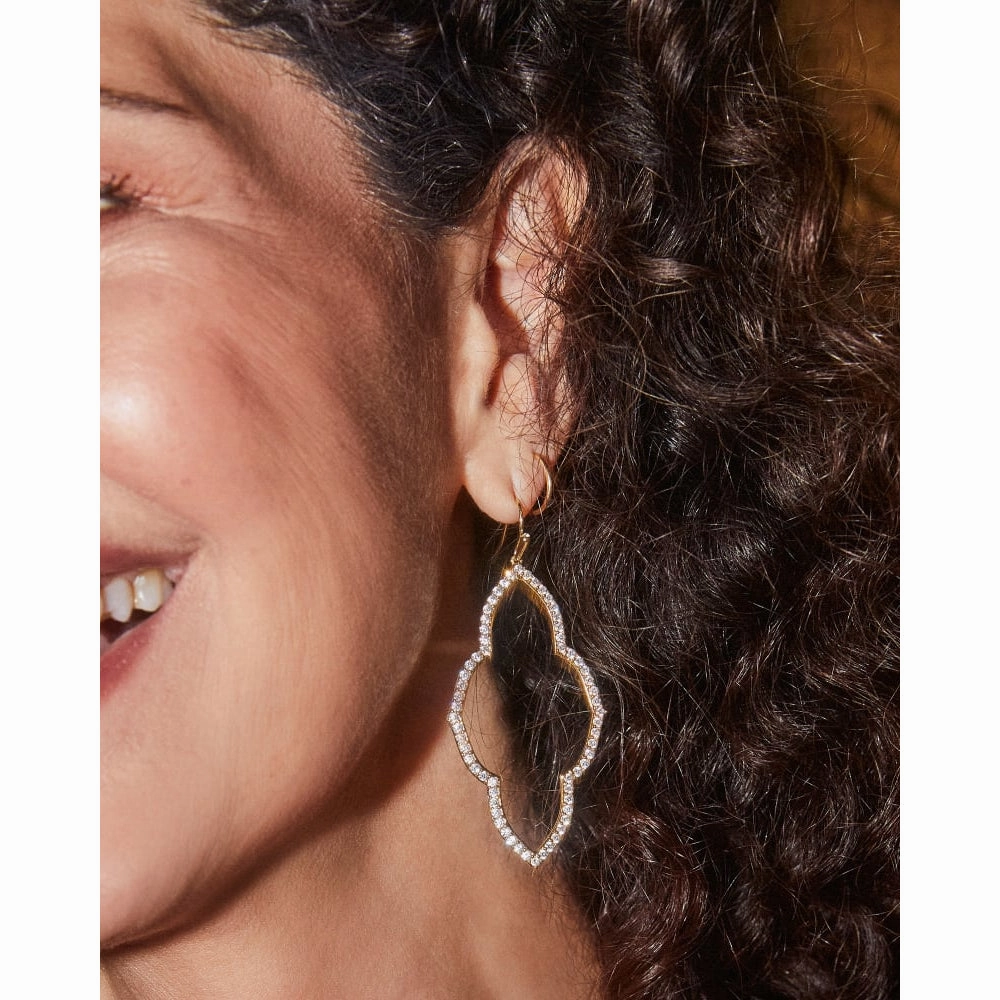Kendra Scott Abbie Open Frame Earrings in White Crystal