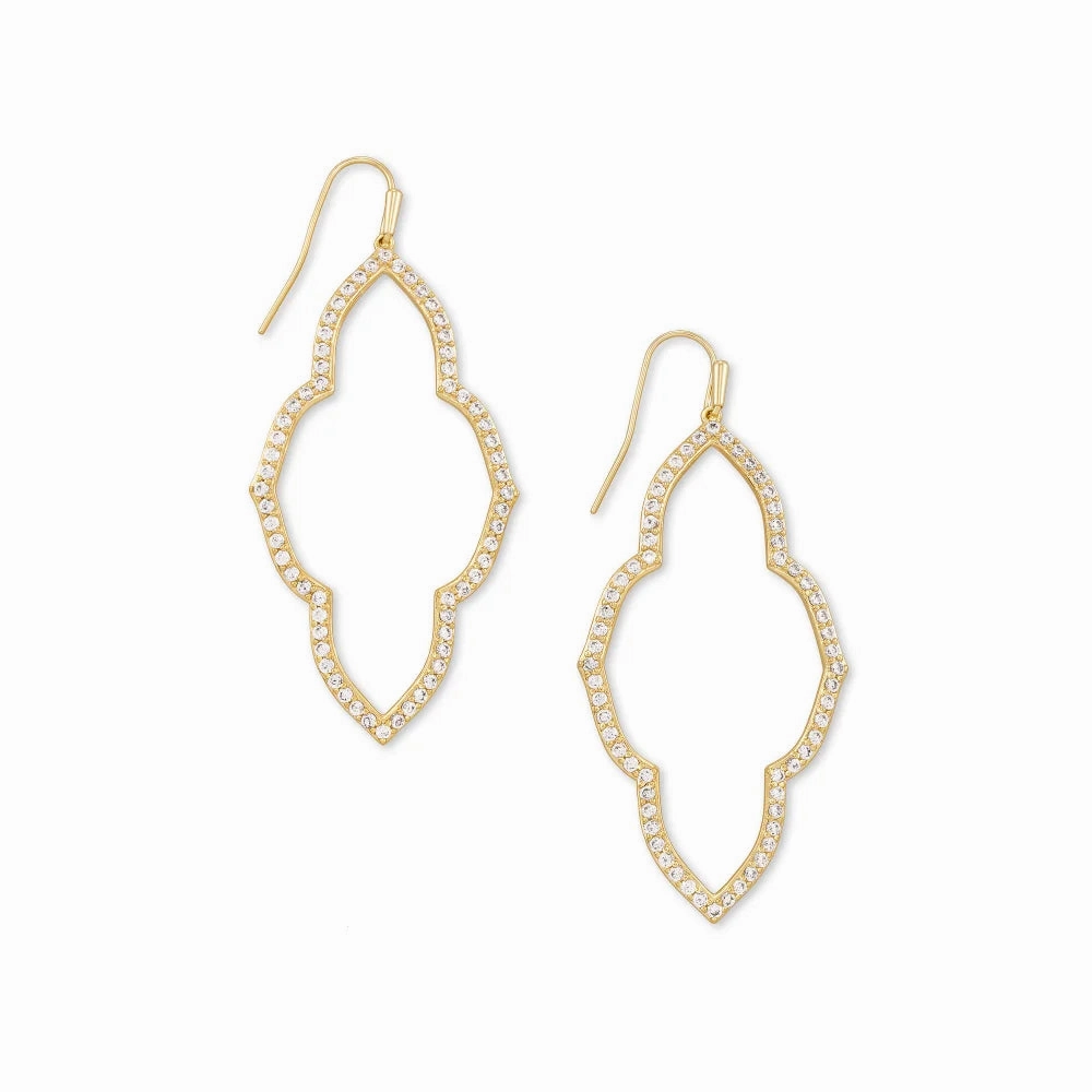 Kendra Scott Abbie Open Frame Earrings in White Crystal