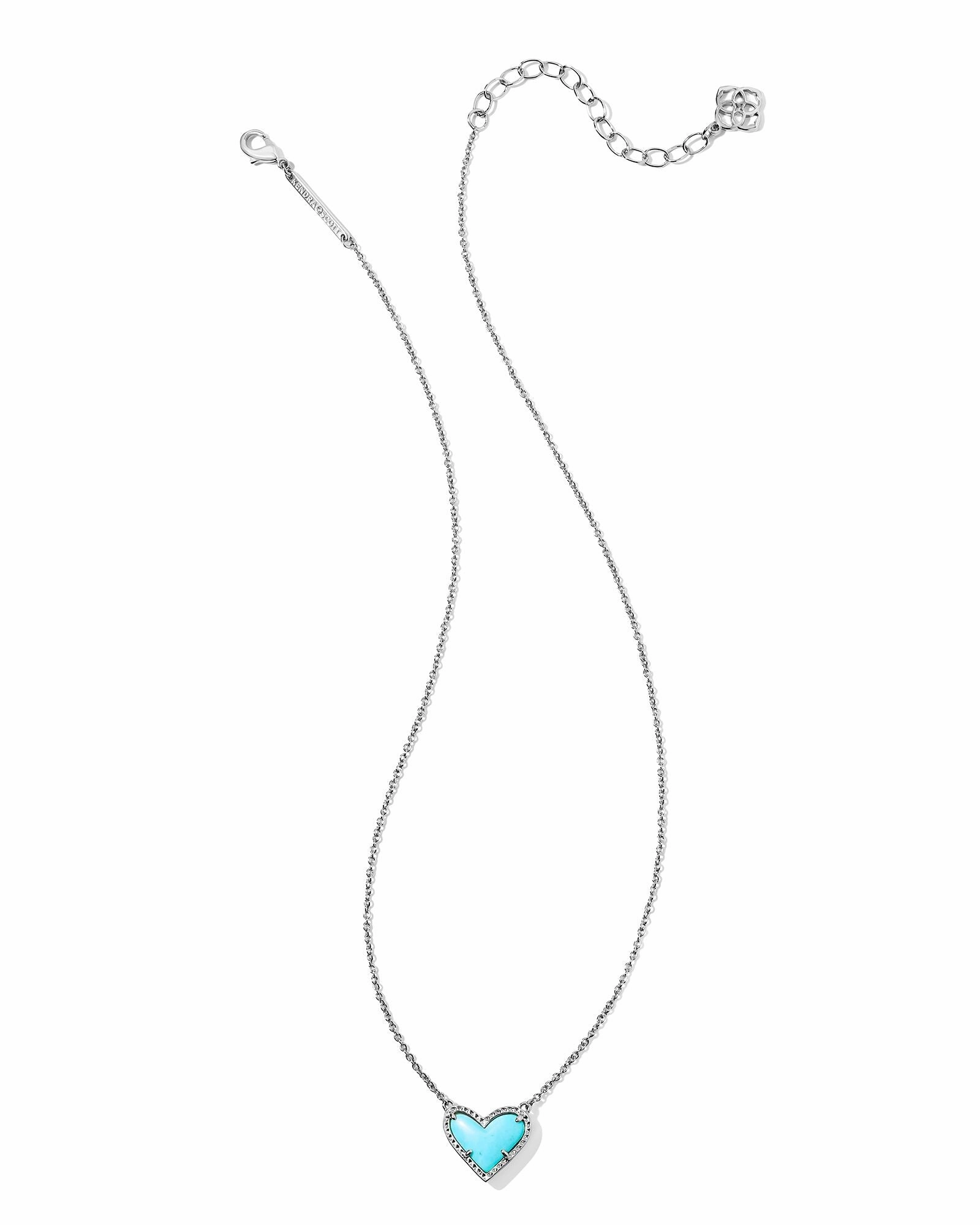 Kendra Scott Ari Heart Silver Short Pendant Necklace in Turquoise Magnesite