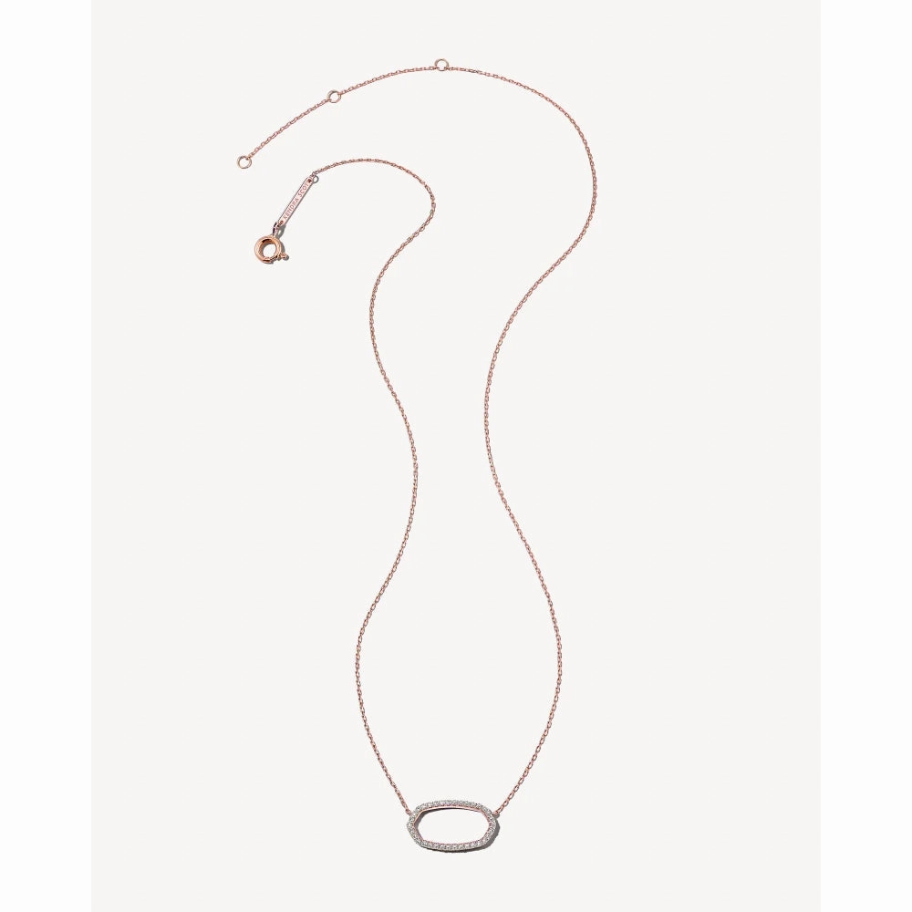 Kendra Scott Elisa 14k Rose Gold Open Frame Pendant Necklace in White Diamond