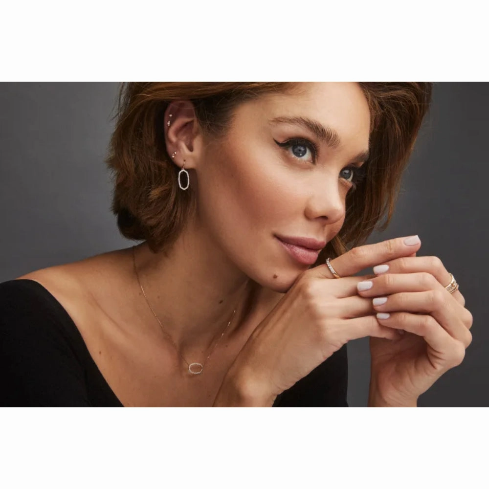 Kendra Scott Elisa 14k Rose Gold Open Frame Pendant Necklace in White Diamond