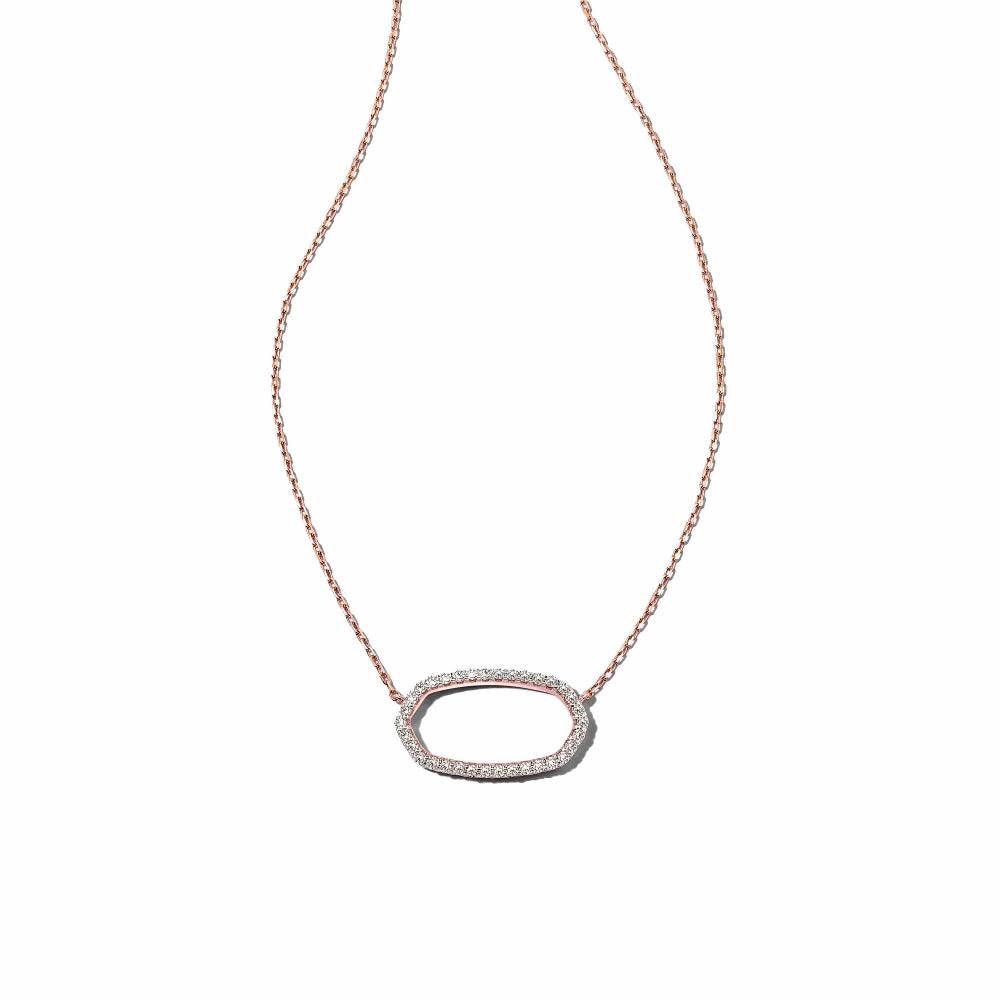 Kendra Scott Elisa 14k Rose Gold Open Frame Pendant Necklace in White Diamond