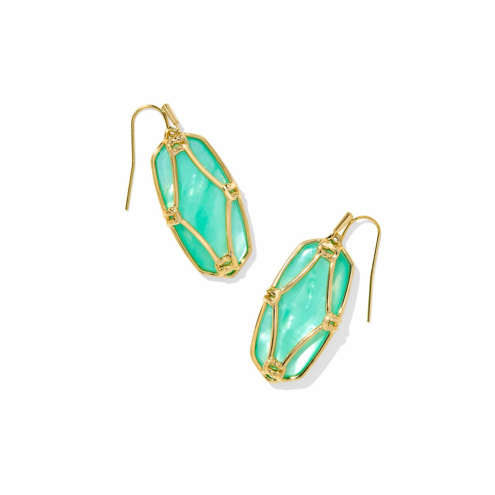 Kendra Scott Gold Elle Lattice Frame Drop Earrings