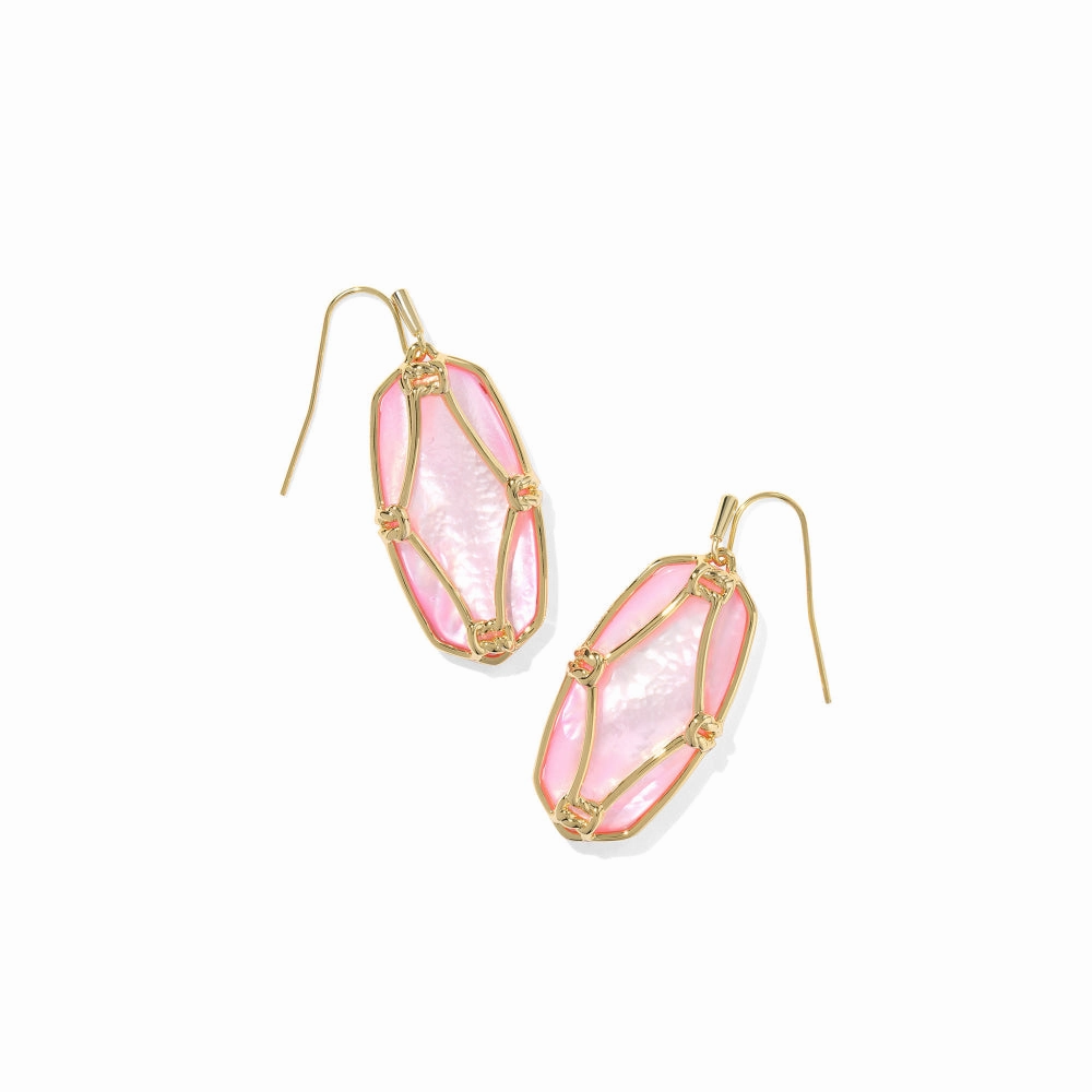 Kendra Scott Gold Elle Lattice Frame Drop Earrings