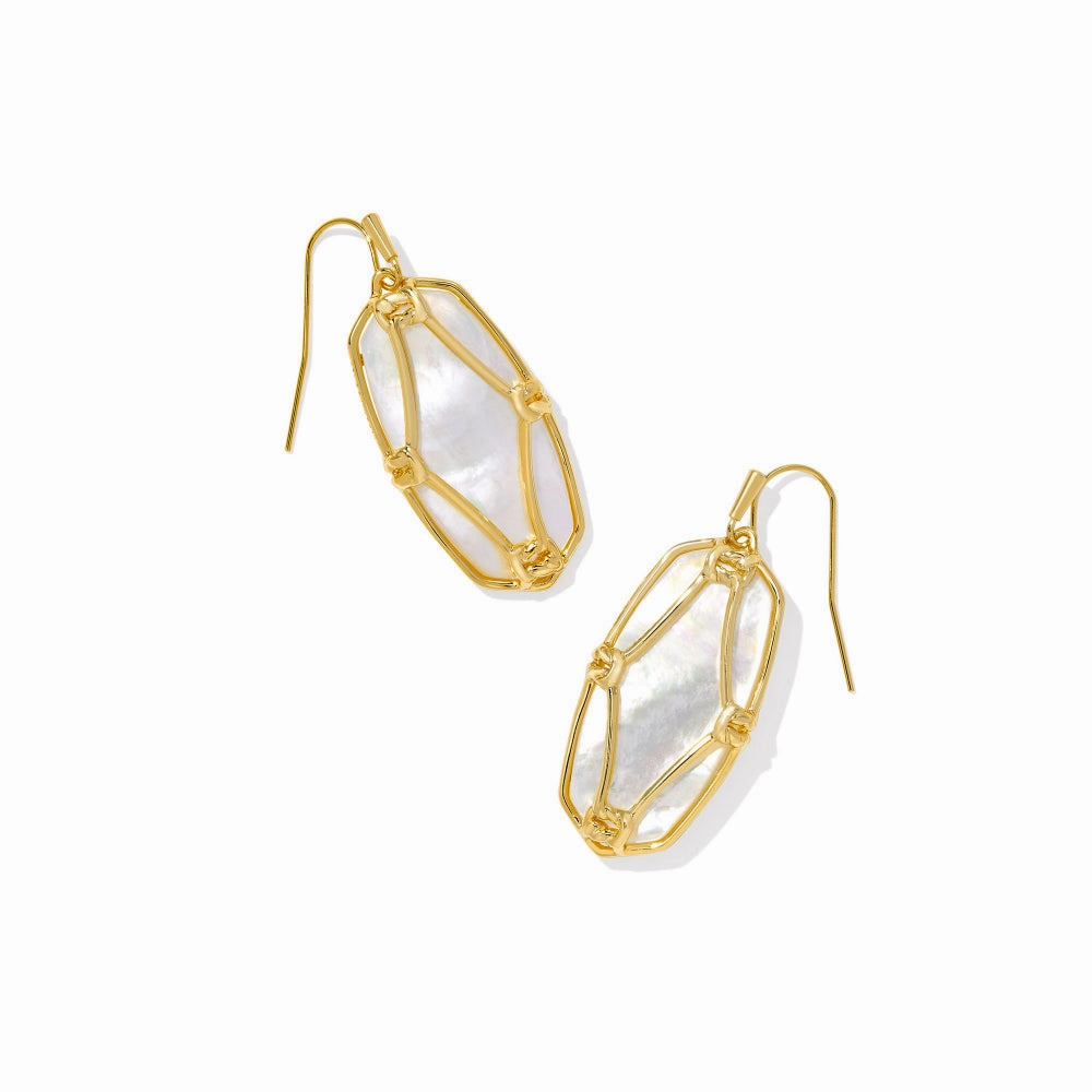Kendra Scott Gold Elle Lattice Frame Drop Earrings