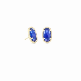 Kendra Scott Gold Ellie Stud Earrings in Cobalt Cats Eye