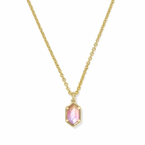 Kendra Scott Hallie Short Pendant Necklace in Gold Sunrise Watercolor Illusion