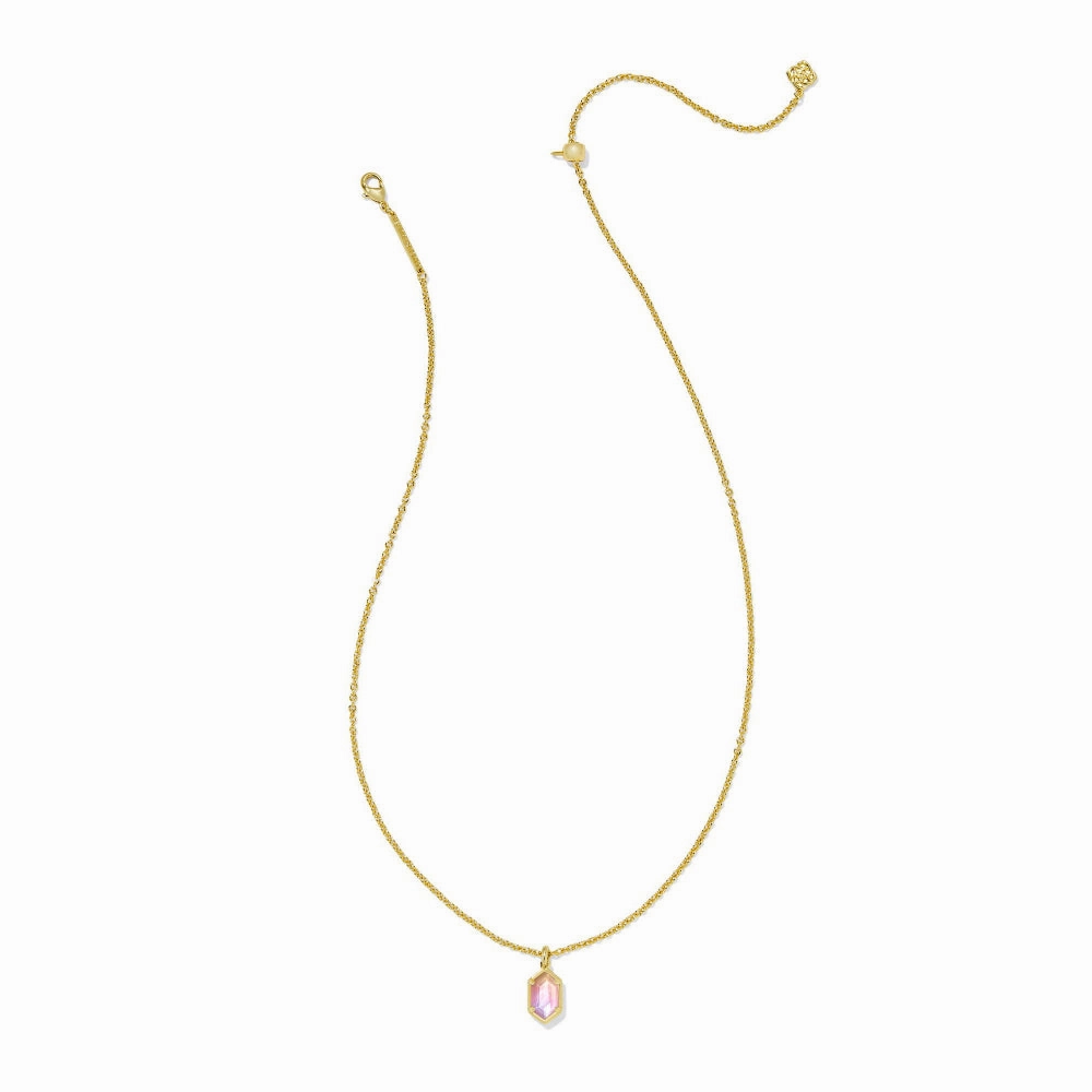 Kendra Scott Hallie Short Pendant Necklace in Gold Sunrise Watercolor Illusion