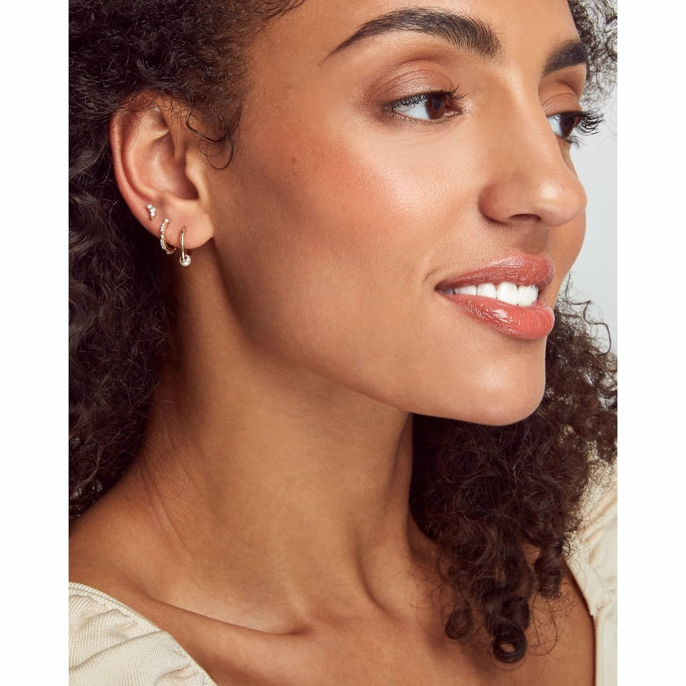 Kendra Scott Jett 14k Gold Huggie Hoop Earrings in White Diamond