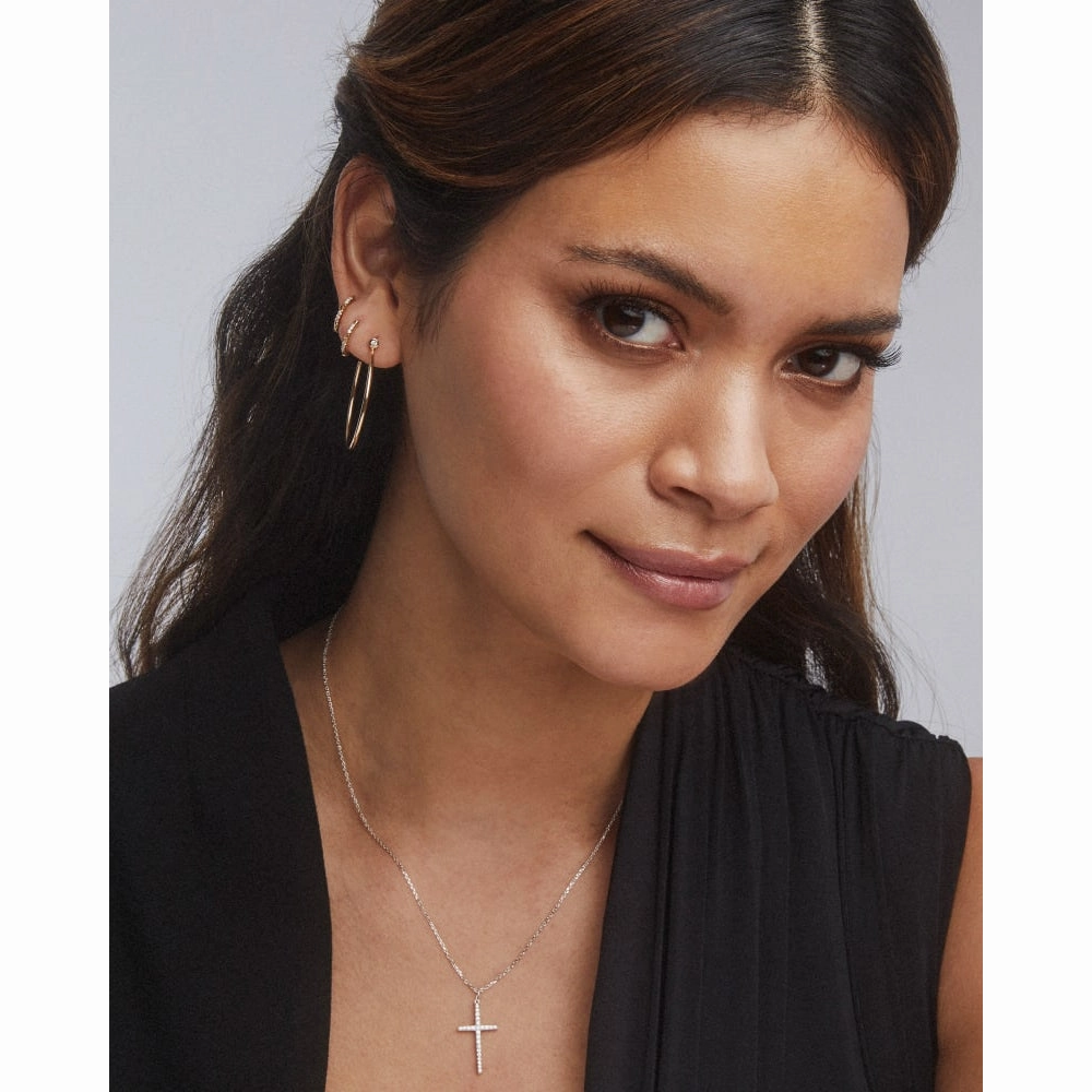 Kendra Scott Jett 14k Gold Huggie Hoop Earrings in White Diamond