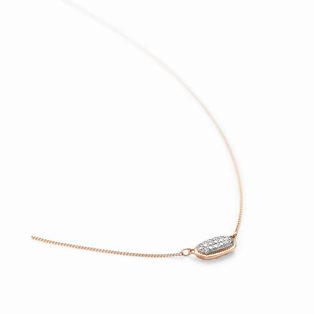 Kendra Scott Lisa 14k Rose Gold Pendant Necklace in Pave White Diamond