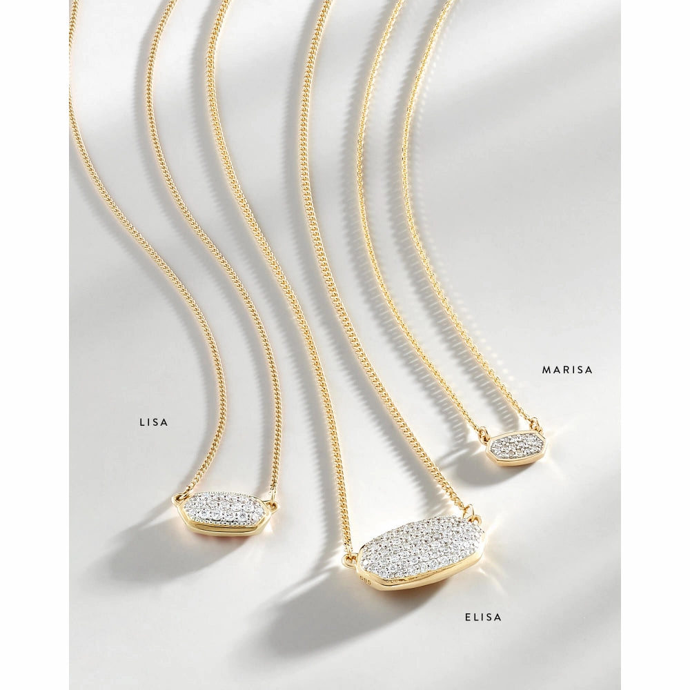 Kendra Scott Lisa 14k Rose Gold Pendant Necklace in Pave White Diamond