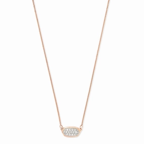 Kendra Scott Lisa 14k Rose Gold Pendant Necklace in Pave White Diamond