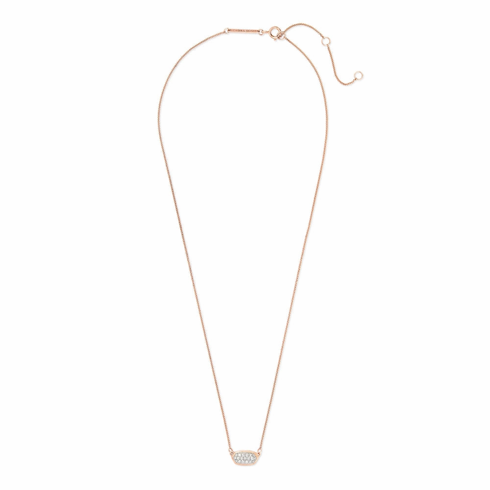 Kendra Scott Lisa 14k Rose Gold Pendant Necklace in Pave White Diamond
