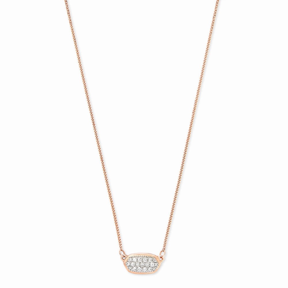 Kendra Scott Lisa 14k Rose Gold Pendant Necklace in Pave White Diamond