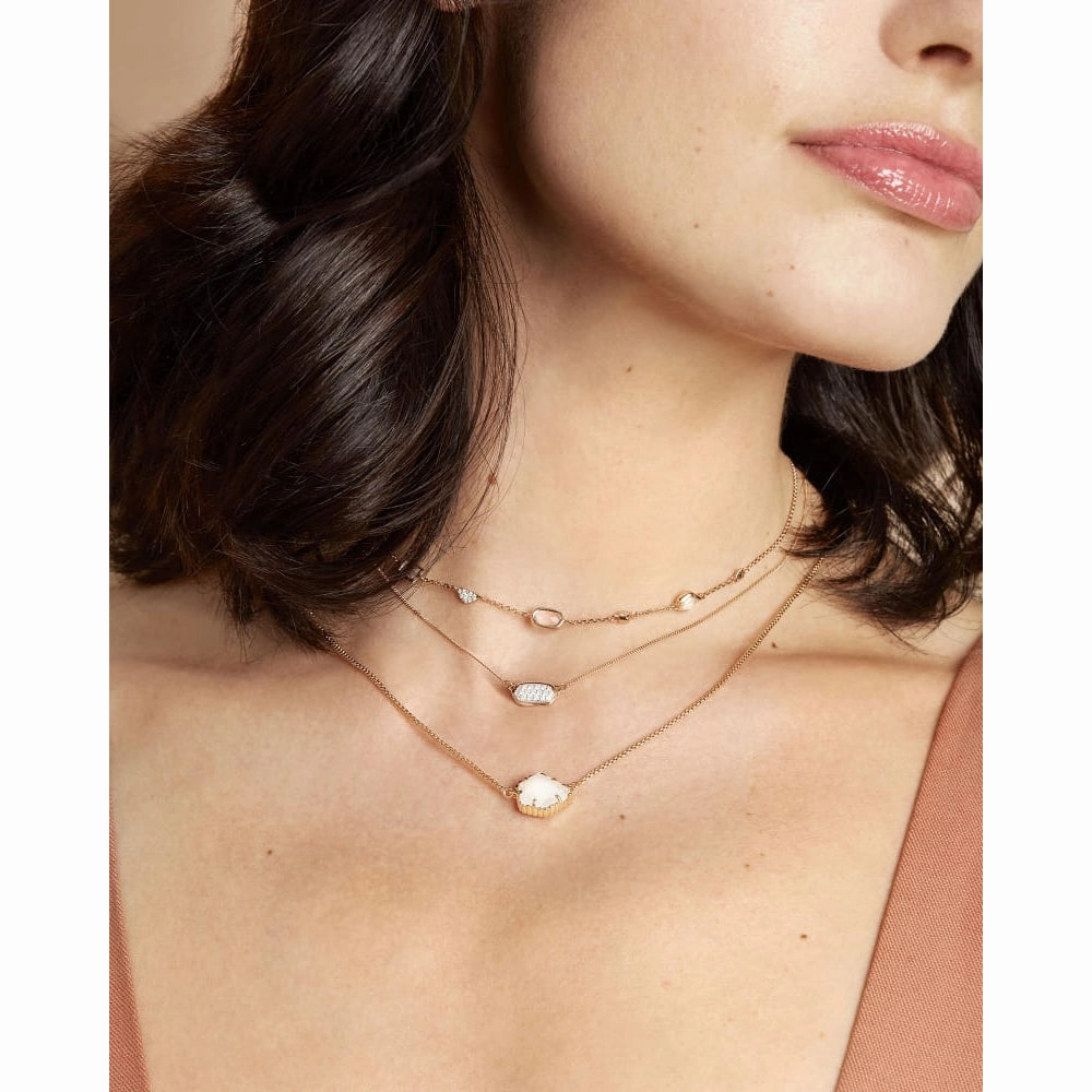 Kendra Scott Lisa 14k Rose Gold Pendant Necklace in Pave White Diamond