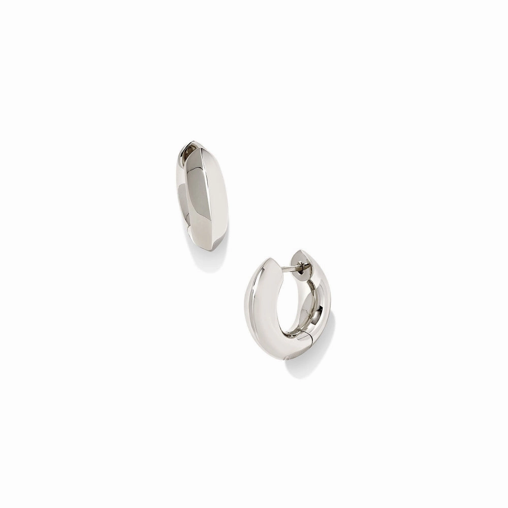Kendra Scott Mikki Metal Huggie Earrings in Polished Silver