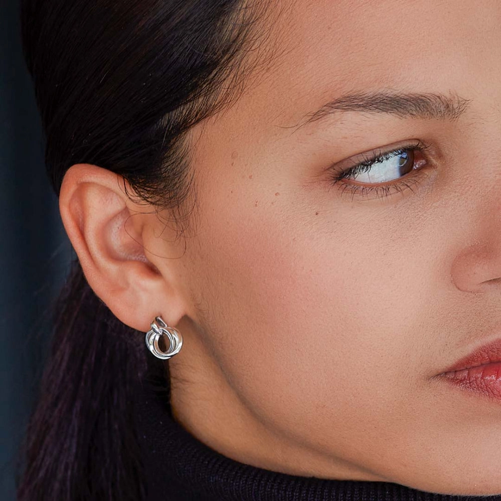 Kit Heath Sterling Silver Bevel Trilogy Drop Earrings