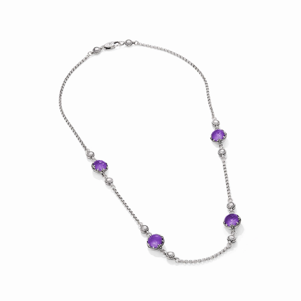 Konstantino Sterling Silver 22" Round Amethyst Station Necklace